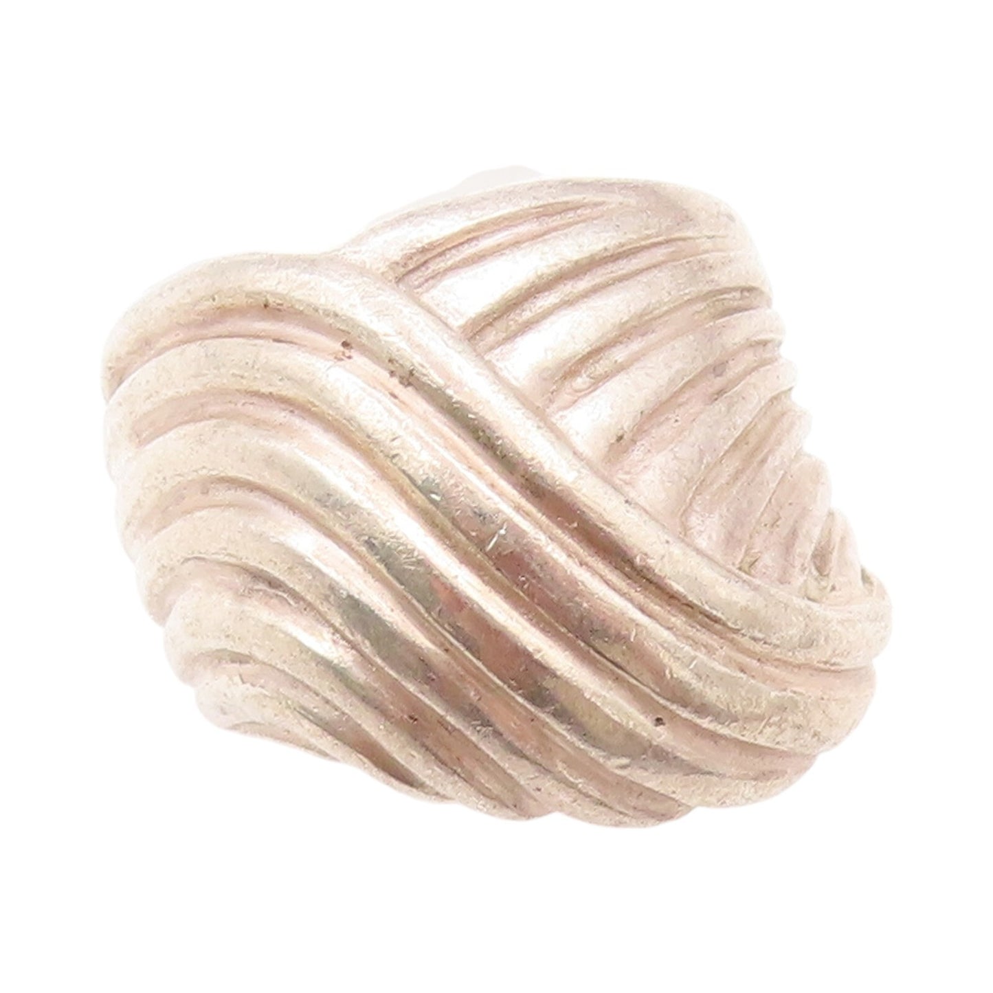 925 Sterling Silver Vintage Ring Solid Designer Wave Grooved  Sz 6.5  RG31900