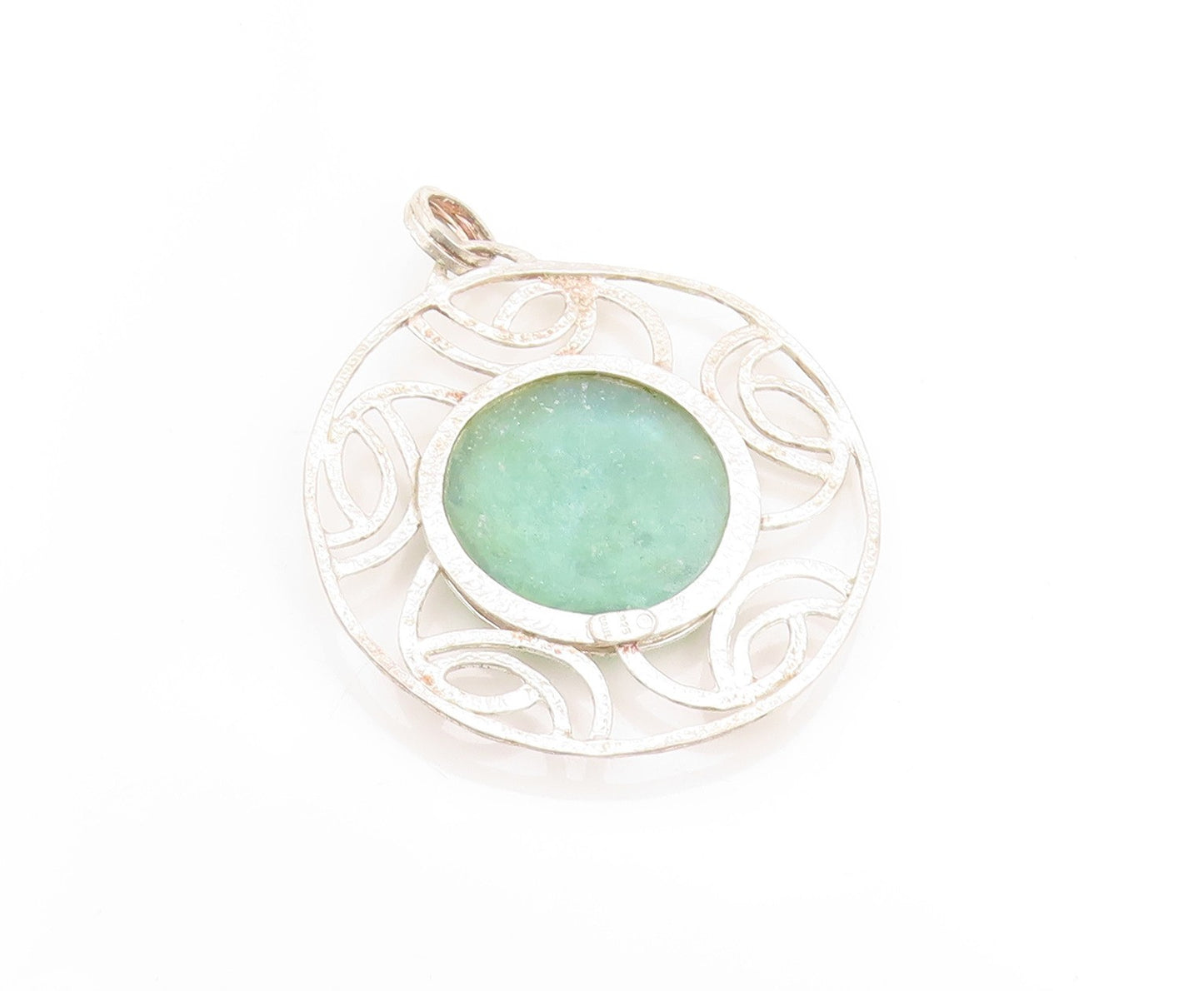 925 Sterling Silver Vintage Pendant ISRAEL Round Roman Glass Medallion  PT25055