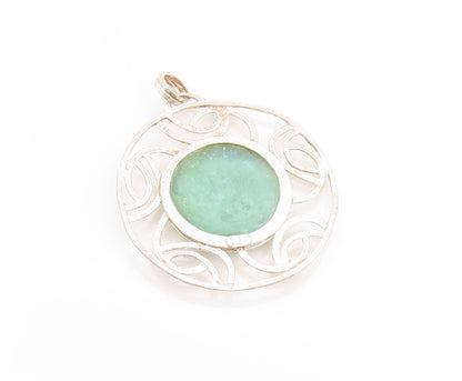 925 Sterling Silver Vintage Pendant ISRAEL Round Roman Glass Medallion  PT25055