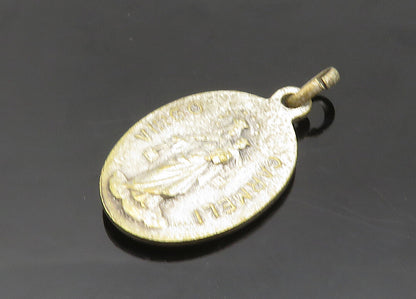 925 Sterling Silver  Vintage Medal Of Our Lady Virgo Carmeli Pendant  PT16713