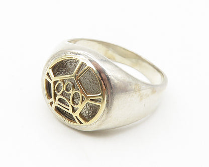 925 Sterling Silver & 14K GOLD  Shiny Two Tone Cutout Band Ring Sz 12  RG11244