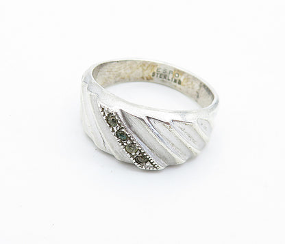 ESPO 925 Silver  Vintage Petite Topaz Shiny Graduated Band Ring Sz 7  RG6664