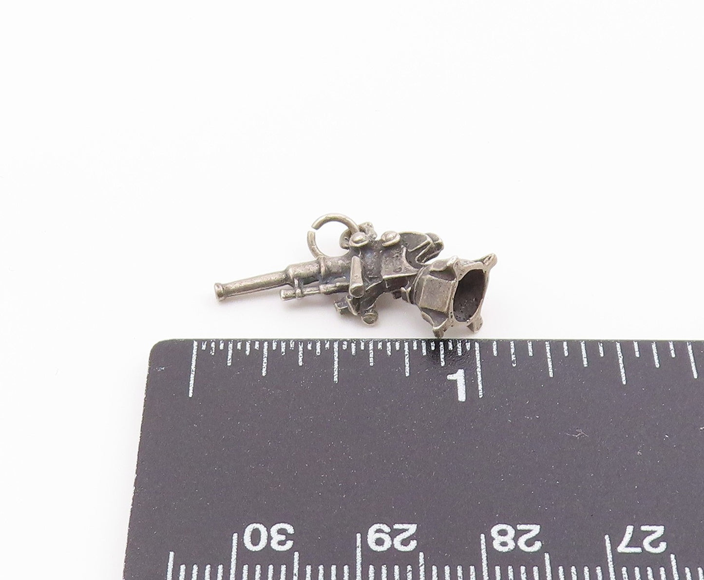 925 Sterling Silver  Vintage Missile Launcher Motif Charm Pendant  PT21837