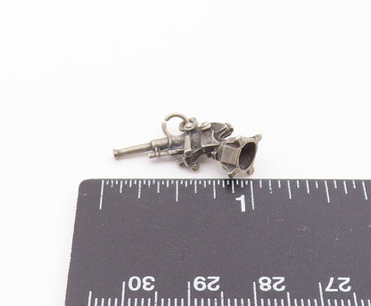 925 Sterling Silver  Vintage Missile Launcher Motif Charm Pendant  PT21837