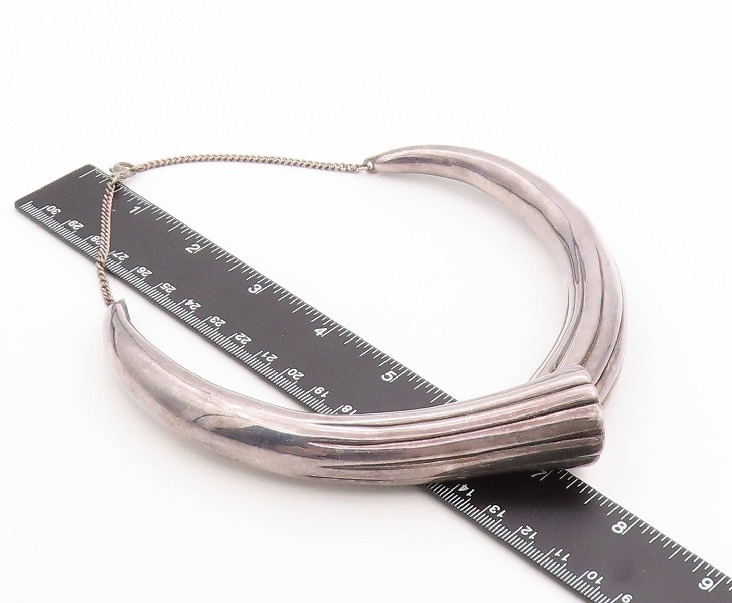 925 Sterling Silver Vintage Necklace YAACOV HELLER Solid Grooved Designer NE4489