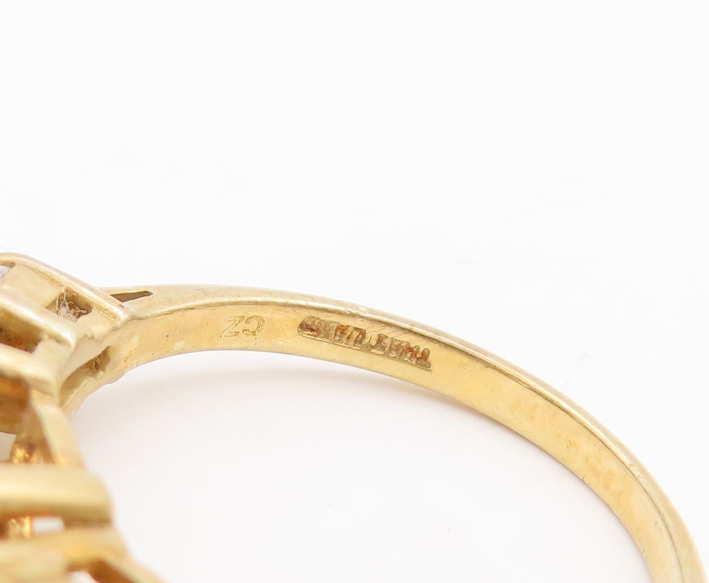 925 Sterling Silver Vintage Ring Gold Plated CZ Wedding Ring  Sz 7  RG29629