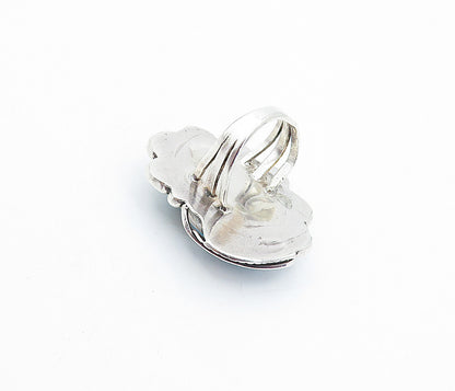 NAVAJO 925 Silver  Vintage Turquoise Leaf Swirl Cocktail Ring Sz 6  RG3871