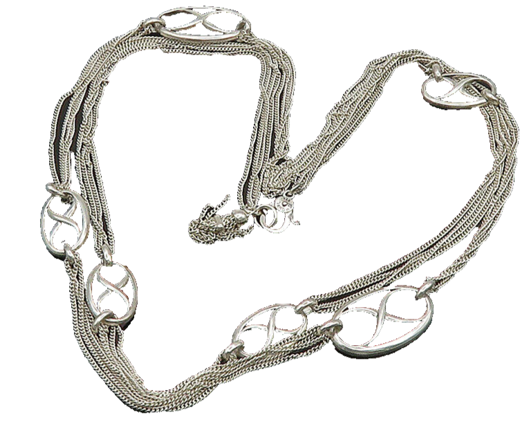 MONET 925 Sterling Silver Vintage Infinity Cutout Multi Strand Necklace NE3845