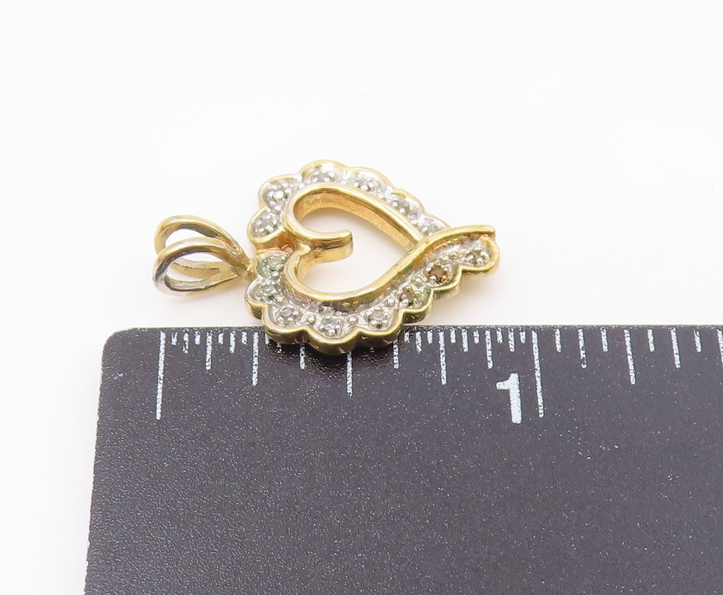 925 Sterling Silver  Vintage Genuine Diamonds Love Heart Pendant  PT16145
