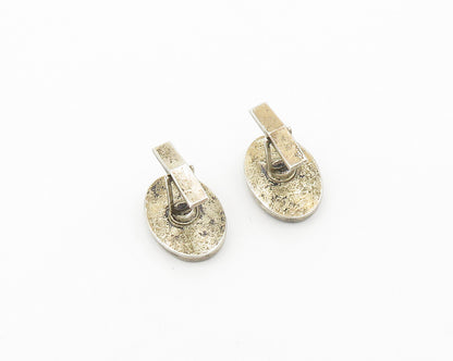 925 Sterling Silver  Vintage Tiger's Eye Shiny Oval Cufflinks  TR2697