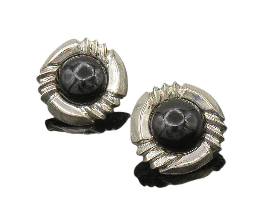 925 Silver & 14K GOLD  Vintage Black Onyx Non Pierce Drop Earrings  EG10650