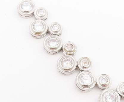 925 Sterling Silver Vintage Necklace Modern CZ Cascading Bubble Choker  NE4900