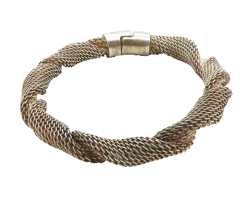 925 Sterling Silver  Vintage Dark Tone Mesh Twist Chain Bracelet  BT4831