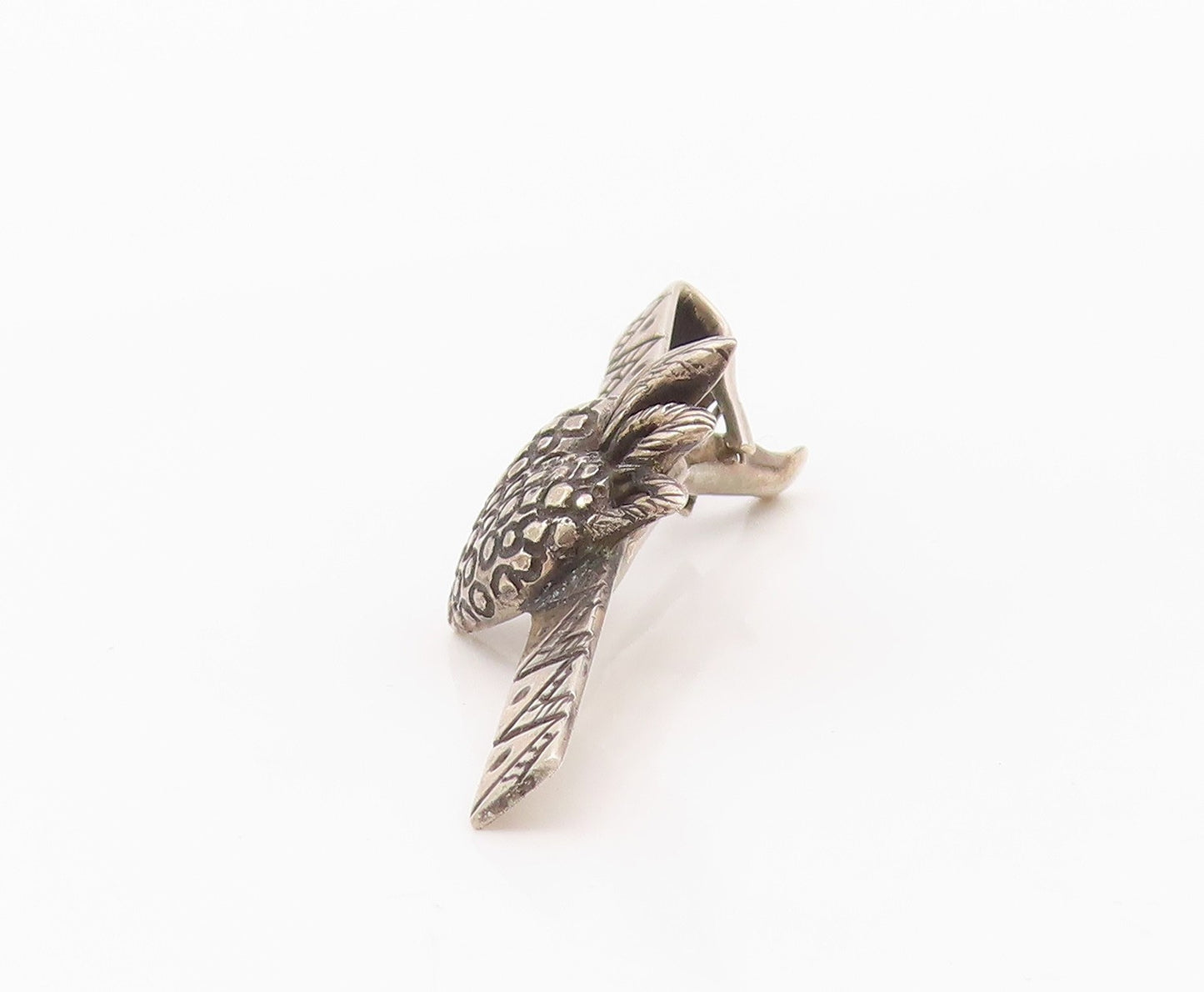 925 Silver  Vintage Etched Pattern Dotted Fire Love Heart Tie Clip  TR3349