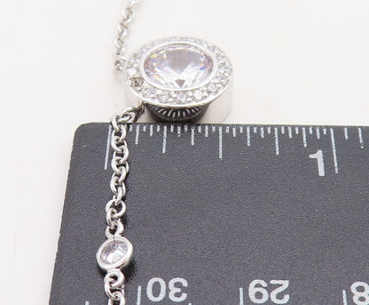 925 Sterling Silver Shiny Multi Shape Cubic Zirconia Chain Necklace NE1307