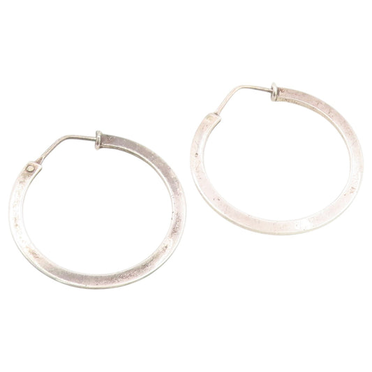925 Sterling Silver Vintage Earrings Minimalist Tapered Statement Hoops  EG14477