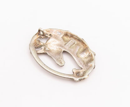 925 Sterling Silver Vintage Pendant GORHAM Solid Antique Carved Horse  PT23205