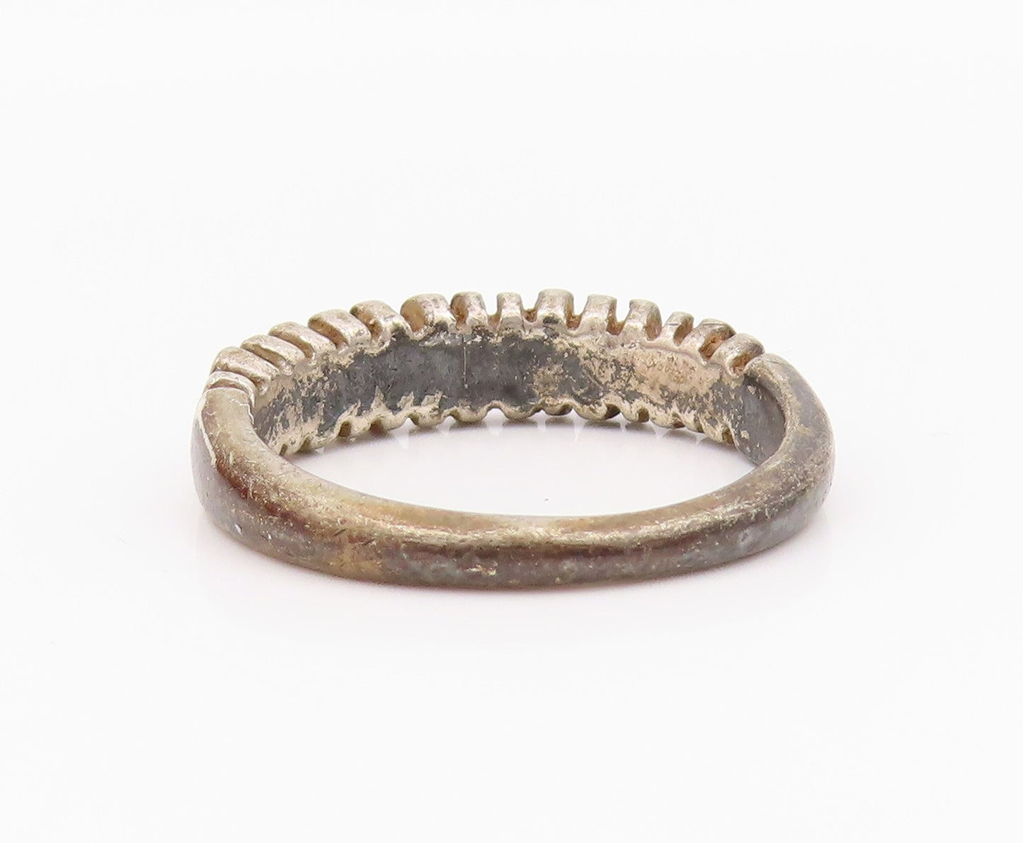 925 Sterling Silver Vintage Ring Antique Fence Design Grooved  Sz 8.5  RG33054