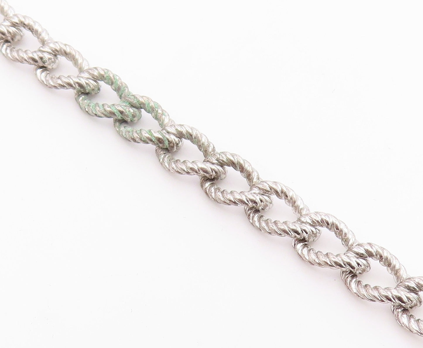 925 Sterling Silver  Vintage Hat Charmed Twist Link Chain Bracelet  BT3770