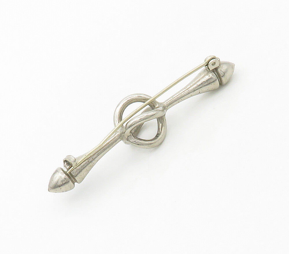 925 Sterling Silver  Vintage Shiny Smooth Modernist Design Brooch Pin  BP6463
