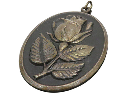 INTERNATIONAL 925 Sterling Silver Vintage Oxidized Flower Pendant PT10568