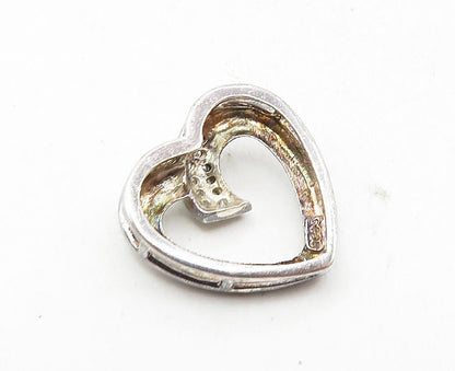 925 Sterling Silver  Vintage Topaz Petite Open Love Heart Pendant  PT7070