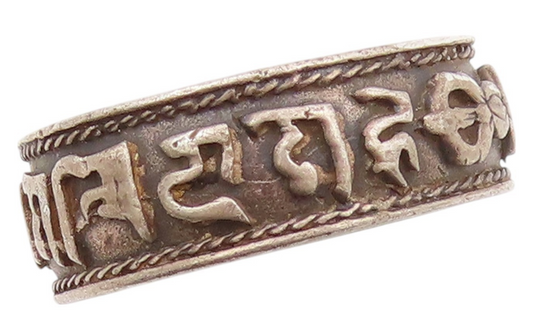 925 Sterling Silver Vintage Ring Dark Tone Antique Tibetan Sz 10.5 RG32404