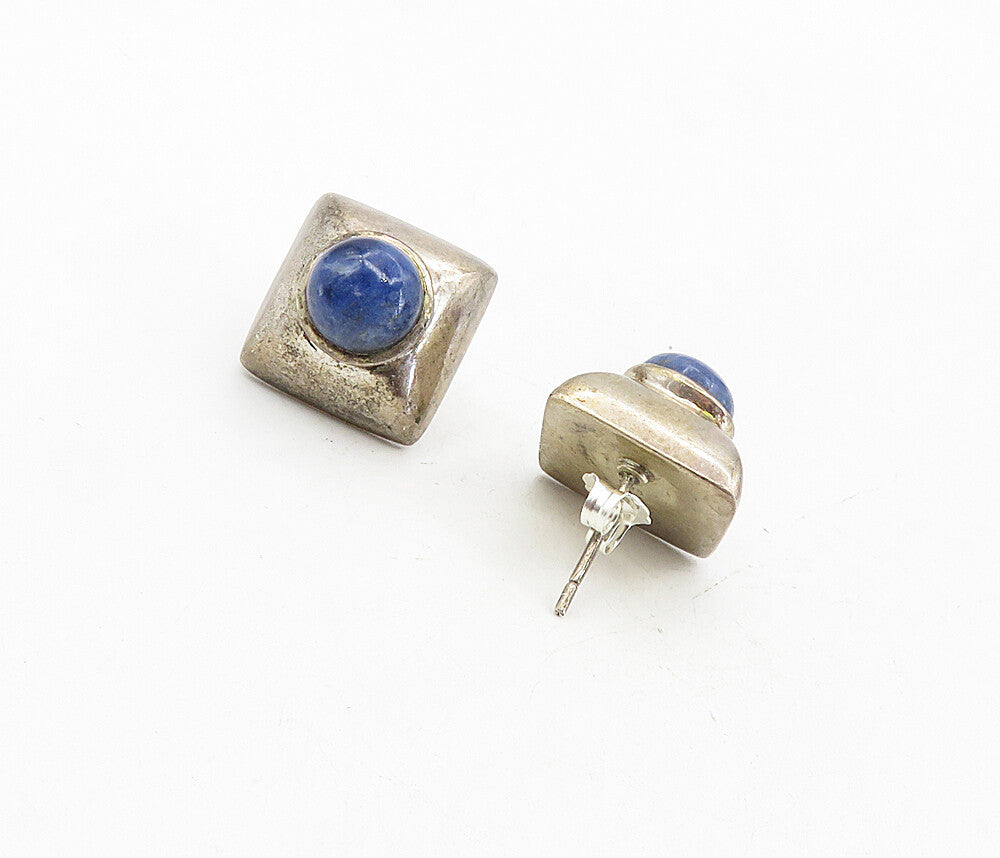 SILPADA 925 Silver  Vintage Cabochon Cut Sodalite Square Drop Earrings  EG4595