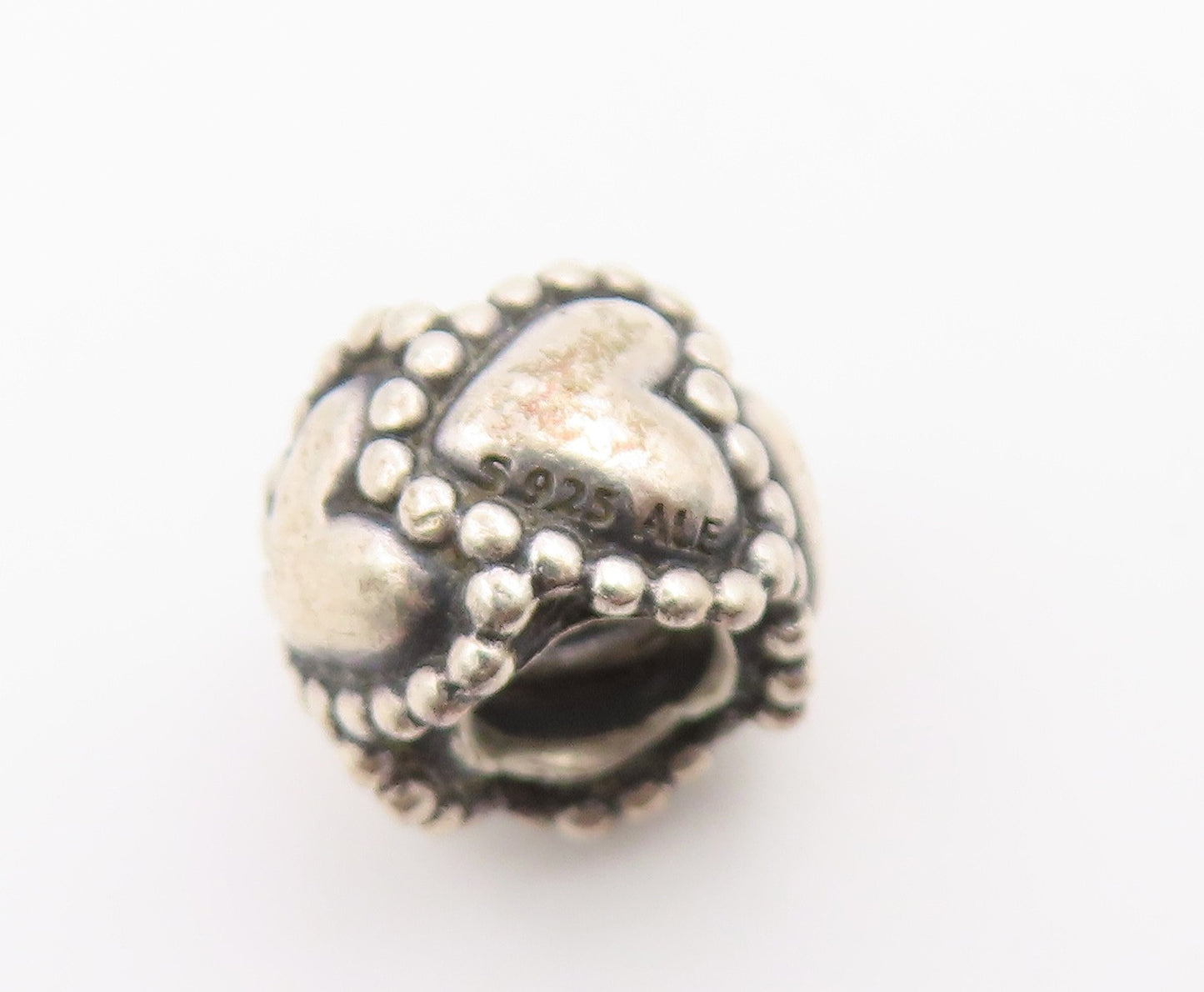 925 Sterling Silver Vintage Pendant PANDORA Love Hearts Motif  Bead  PT26618