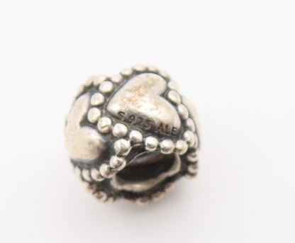 925 Sterling Silver Vintage Pendant PANDORA Love Hearts Motif  Bead  PT26618