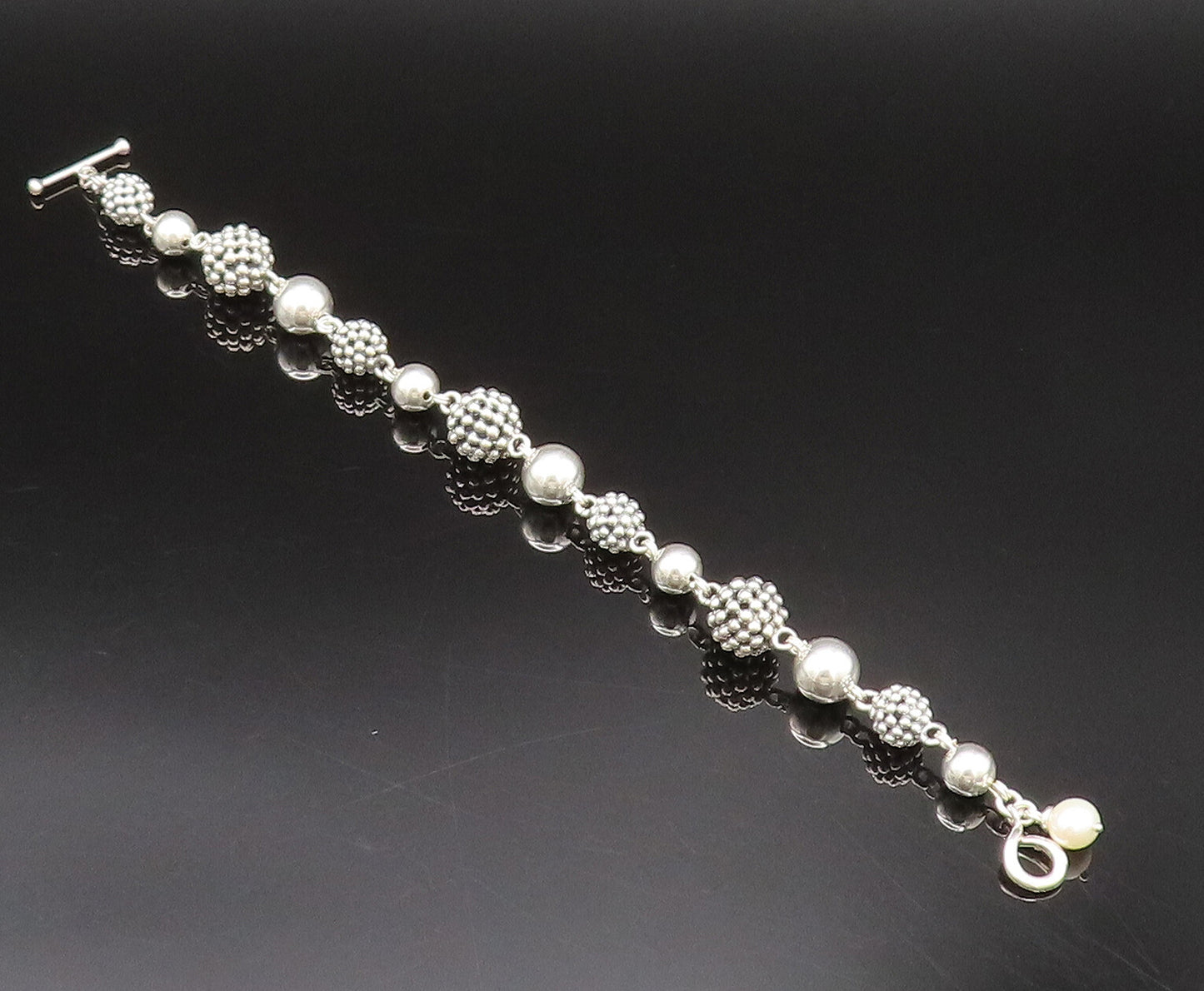 MICHAEL DAWKINS 925 Silver  Vintage Cultured Pearls & Beads Bracelet  BT9788