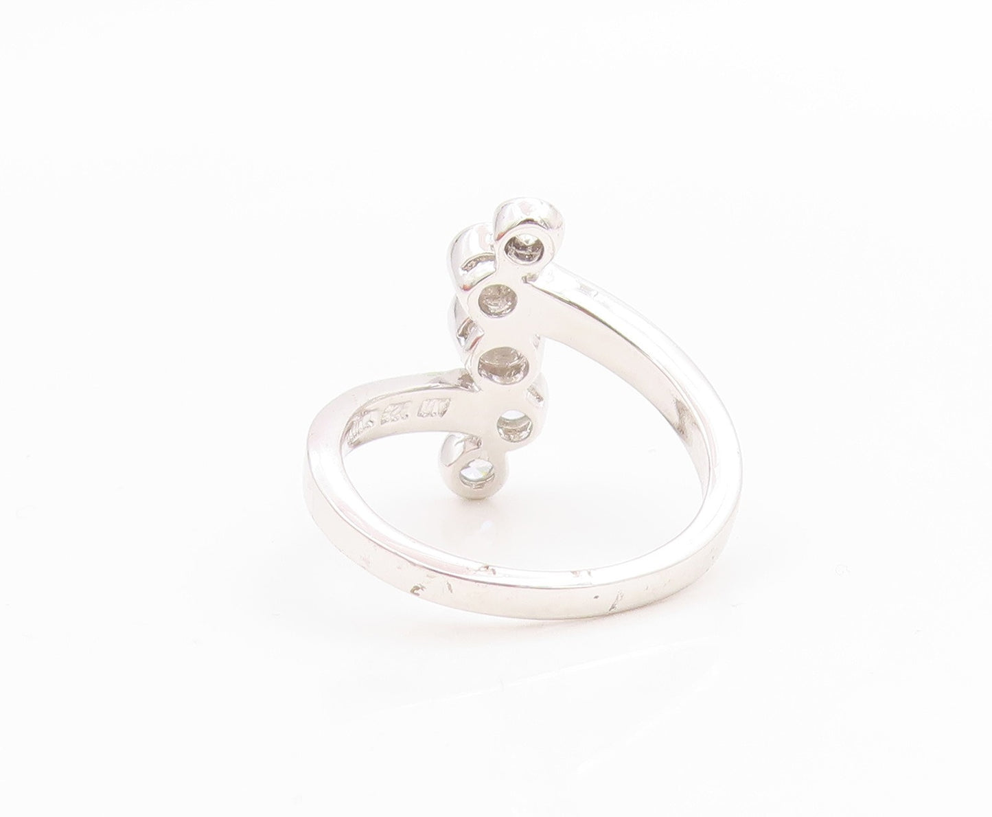 925 Sterling Silver Vintage Ring Bezel Set CZ Pebble Scatter  Sz 6.5  RG35827