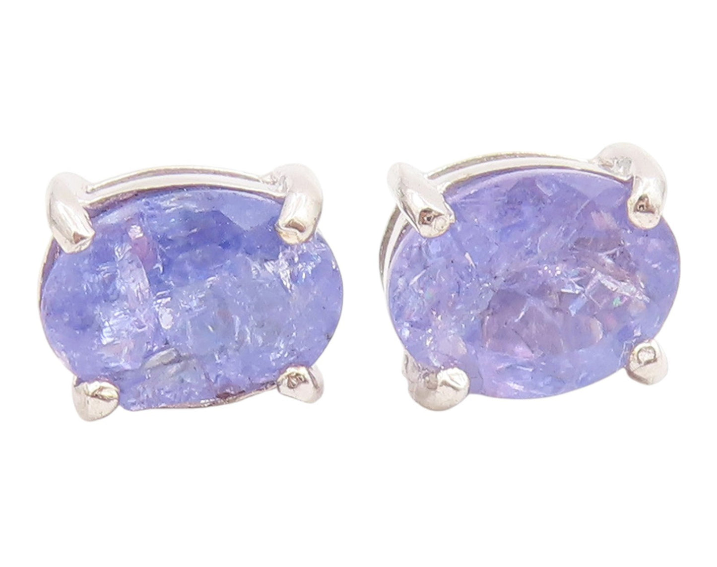 925 Sterling Silver Vintage Earrings Minimalist Oval Cut Tanzanite Stud  EG14210