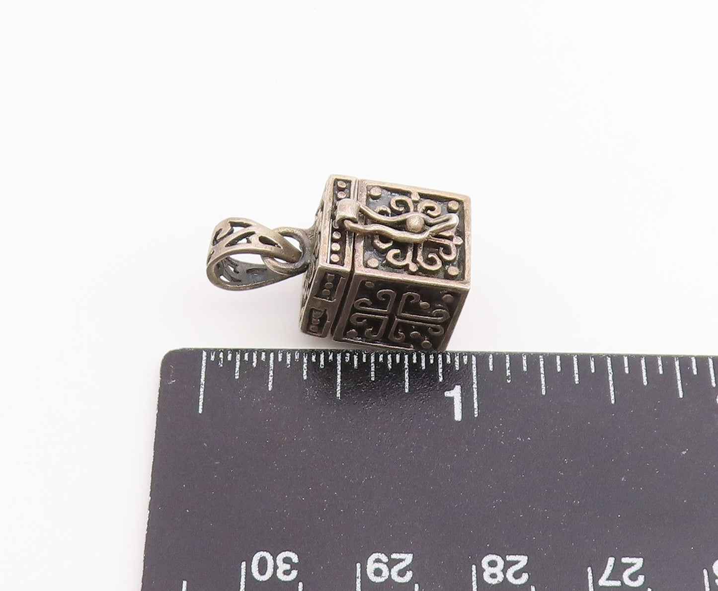 925 Sterling Silver Vintage Pendant Religious Prayer Box Locket OPENS  PT26511
