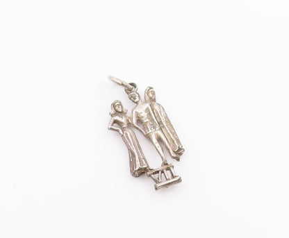 925 Sterling Silver  Vintage Seventh Commandment Religious Pendant  PT16731