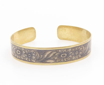 925 Sterling Silver Vintage Bracelet Gold Plated EAST EUROPE Floral Cuff BT11895
