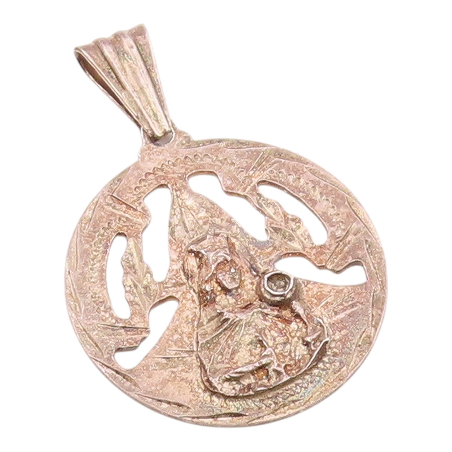 925 Sterling Silver  Vintage Antique Dark Tone Religious Figure Pendant PT7808