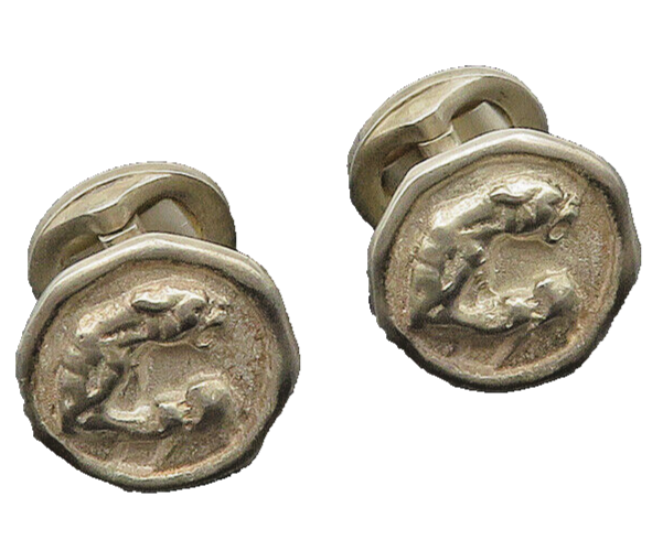 SLANE & SLANE 925 Sterling Silver  Vintage Jaguar Round Cufflinks  TR2786