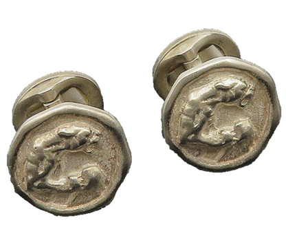 SLANE & SLANE 925 Sterling Silver  Vintage Jaguar Round Cufflinks  TR2786