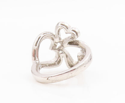925 Sterling Silver Vintage Ring CZ Intertwined Triple Love Heart  Sz 7  RG34624