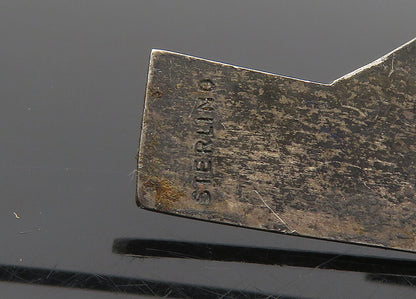 925 Sterling Silver  Vintage Smooth Dark Tone R Initial Lapel Pin  TR2861