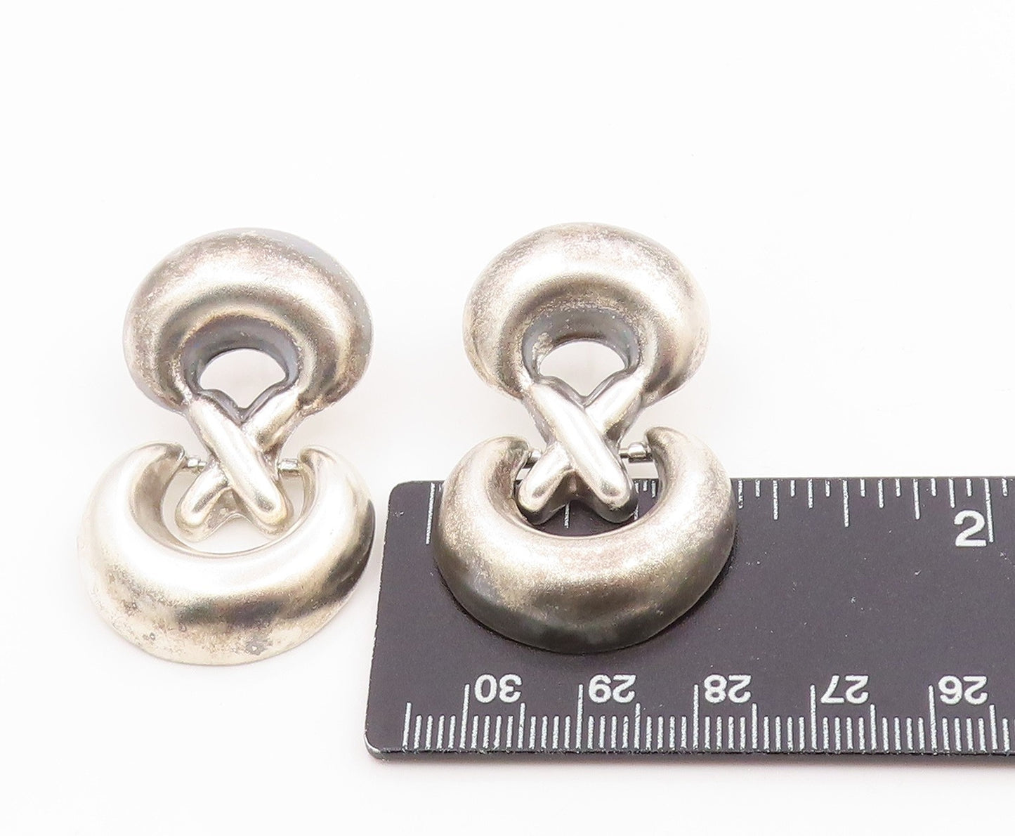 925 Sterling Silver Vintage Earrings MEXICO Modernist Infinity Knots  EG14320