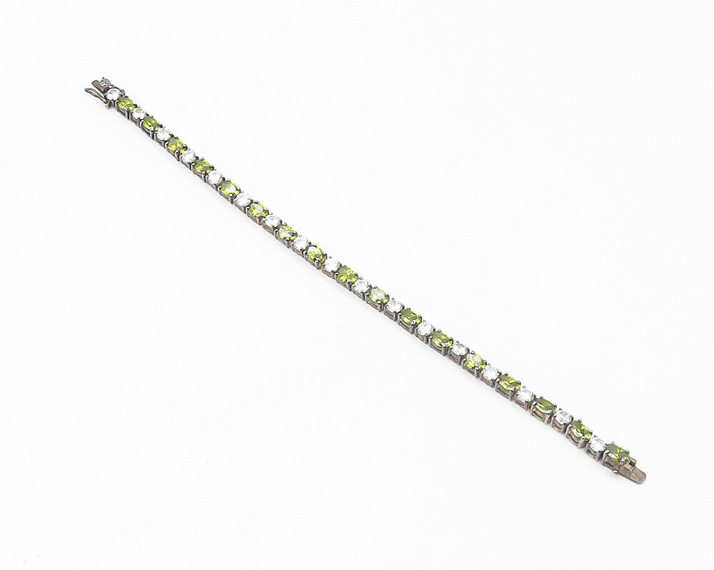 925 Sterling Silver  Sparkling Cubic Zirconia Swirl Tennis Bracelet  BT4546