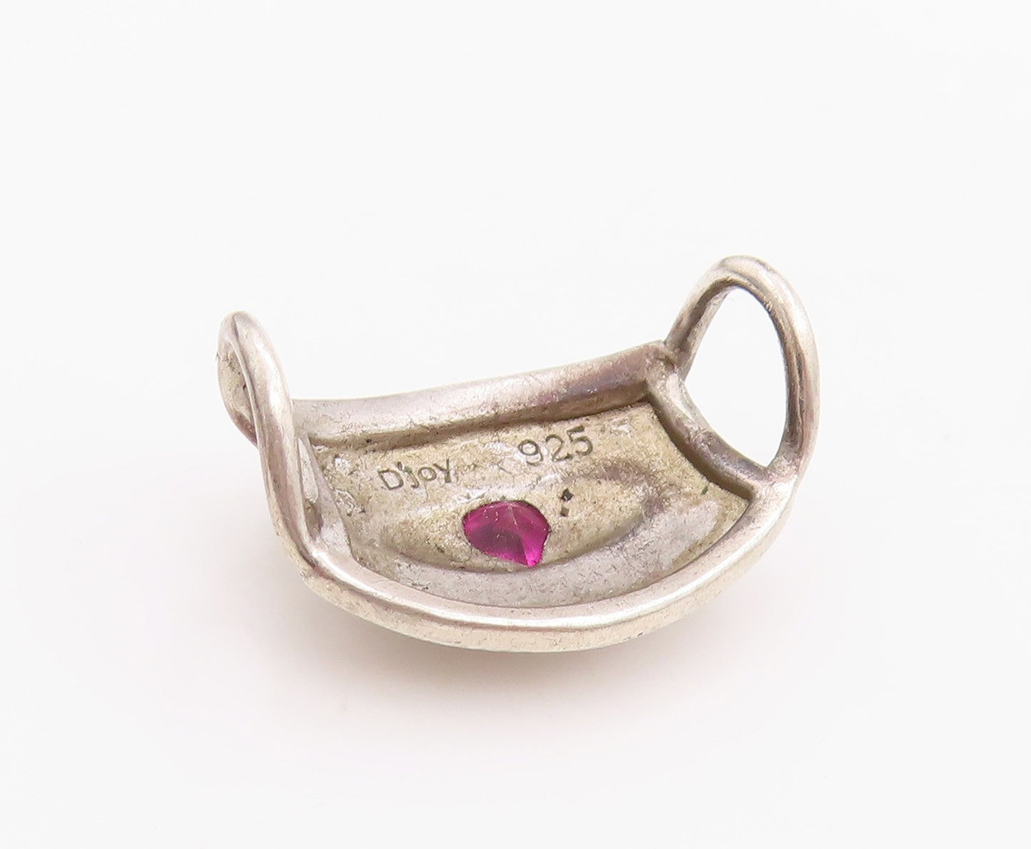 925 Sterling Silver Vintage Pendant Heart Cut CZ Face Mask Charm  PT24514