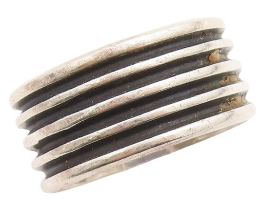 925 Sterling Silver Vintage Ring MEXICO Minimalist Grooved  Sz 14  RG31207
