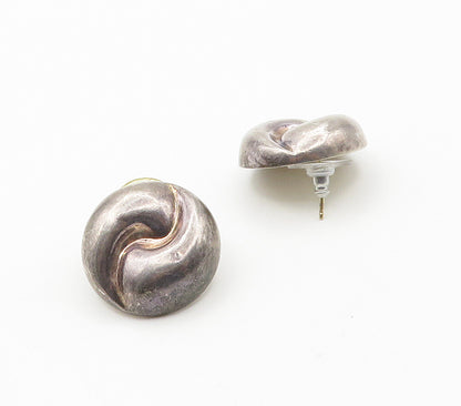 925 Sterling Silver  Vintage Dark Tone Hollow Swirl Drop Earrings  EG7864