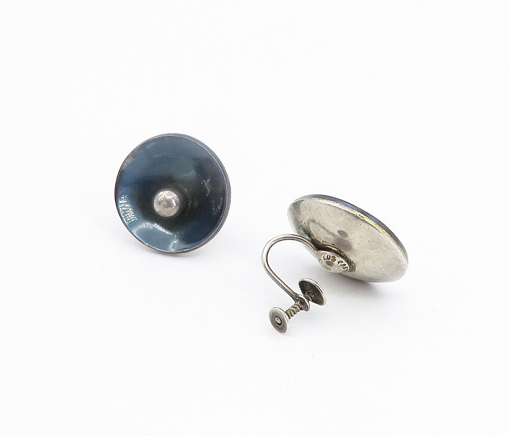 LOS CASTILLO MEXICO 925 Silver  Vintage Modernist Non Pierce Earrings  EG2936