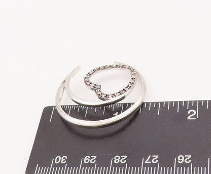 925 Sterling Silver Vintage Pendant Cutout Half Moon & Pink Topaz Heart  PT23393