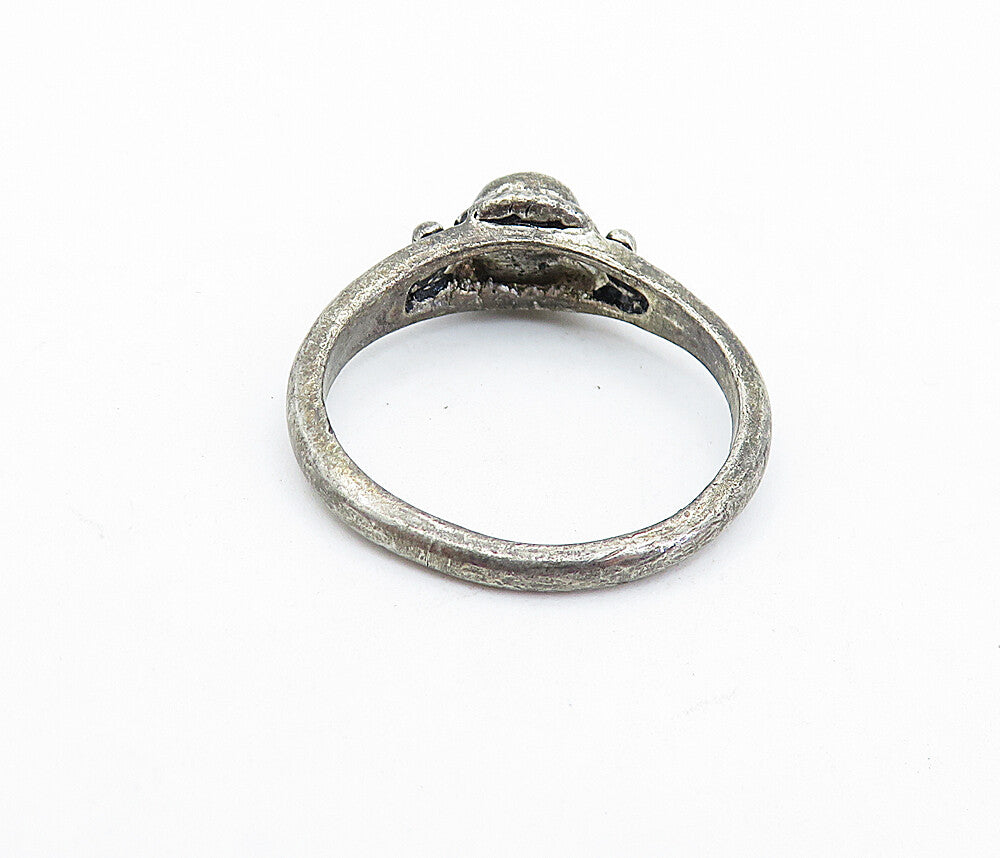 925 Sterling Silver  Vintage Black Onyx Twist Solitaire Ring Sz 8  RG5899
