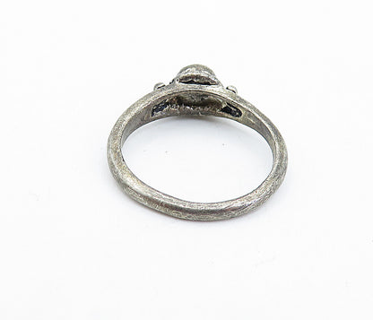 925 Sterling Silver  Vintage Black Onyx Twist Solitaire Ring Sz 8  RG5899